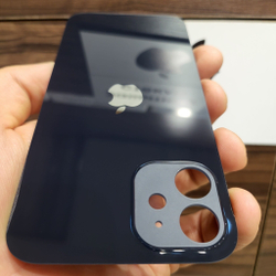 Крышка для iPhone 12 - задняя стеклянная панель "премиум качество" (чёрного цвета)