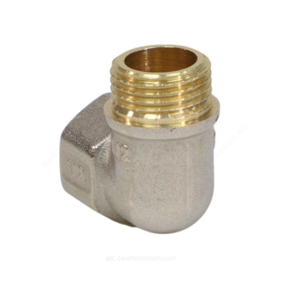 Угольник латунь никель реборда Ду 20 (3/4") ВР/НР 9006 ГОСТ 32585-2013 Aquasfera 9006-02