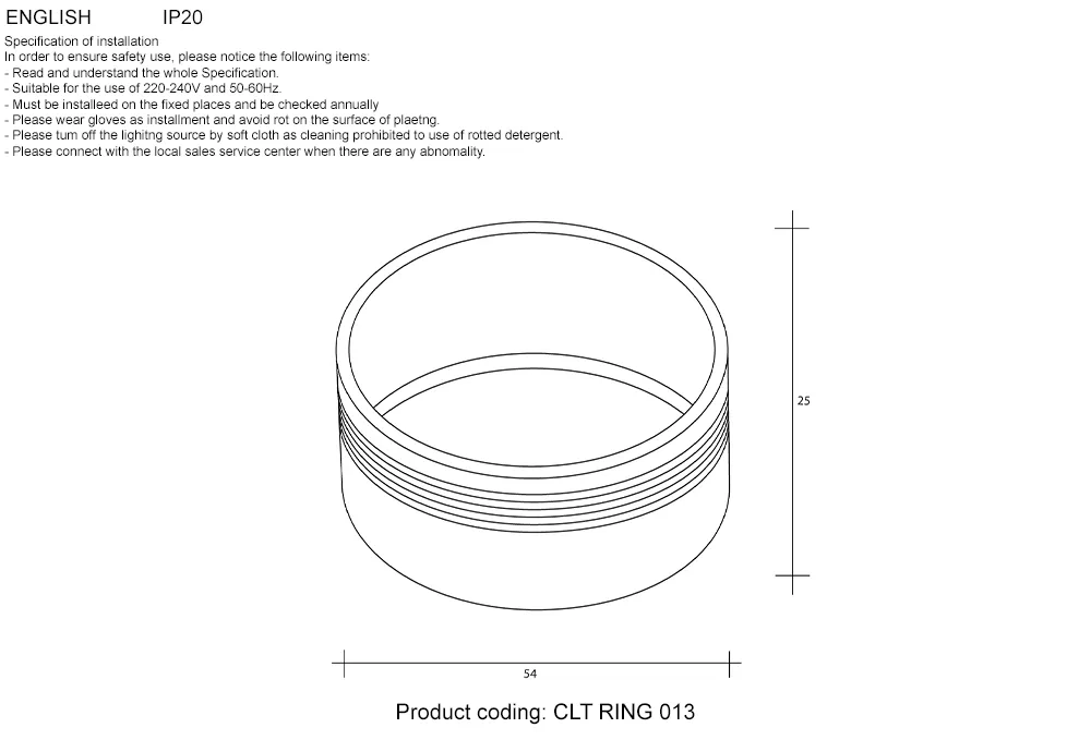 Декоративное кольцо внутреннее Crystal Lux CLT RING 013 GO