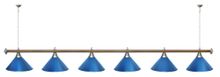 Лампа STARTBILLIARDS 6 пл. (плафоны золотые,штанга коричневая,фурнитура золото)