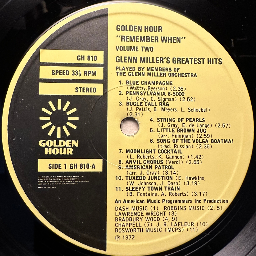 Glenn Miller's Greatest Hits (Англия 1972г.)
