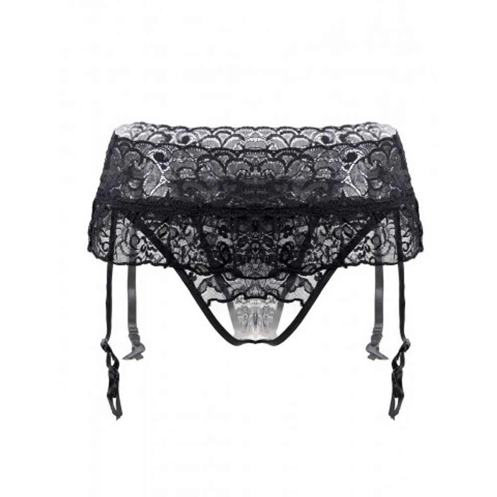 Пояс для чулок кружевной Black Sexy Bow (XL)