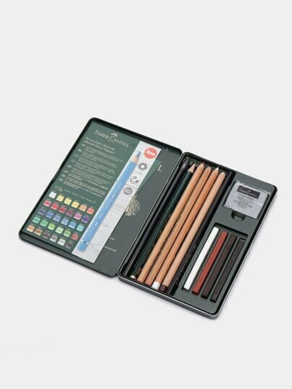 Набор художественный FABER-CASTELL "Pitt Monochrome", 12 предметов, металлическая коробка, 112975