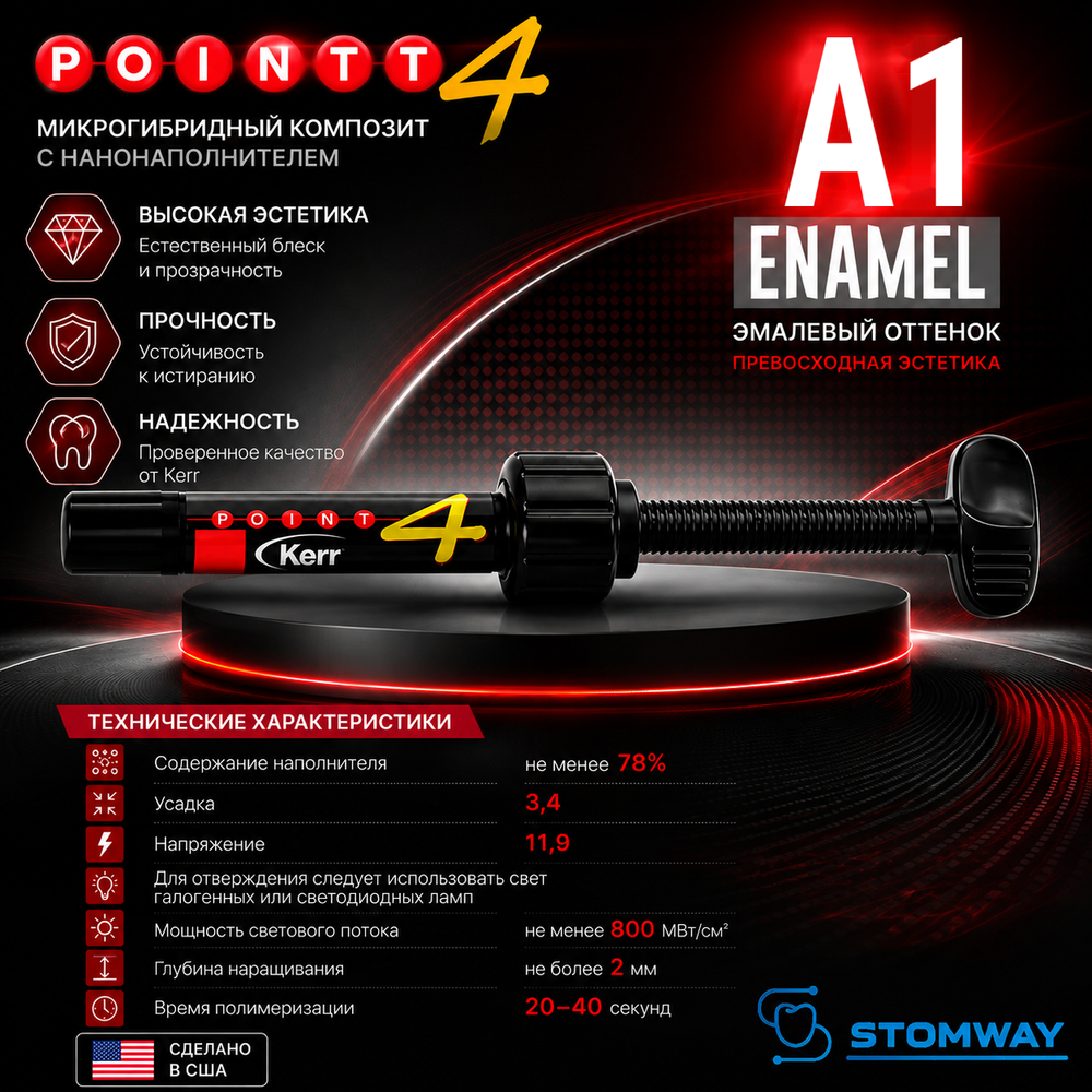 Point 4 Enamel A1, шприц (4гр), микрогибридный композит