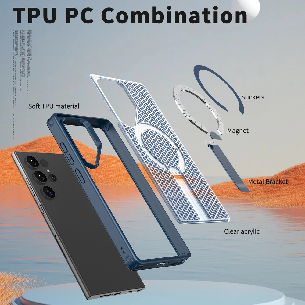 Прозрачный чехол Mesh Pro Magnetic Case для Samsung Galaxy S22 Ultra