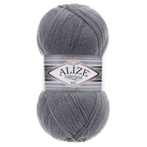 Пряжа Alize (Ализе) Superlana TIG / уп.5 мот. по 100 г, 570м, 87 угольно-серый