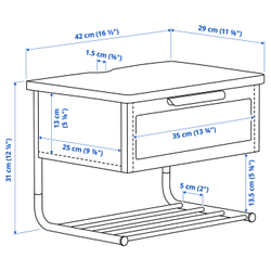 IKEA GRÅFJÄLLET  (ИКЕА ГРОФЙЭЛЛЕТ)  -  Прикроватная тумба настенная - антрацит, 42x29x31 см