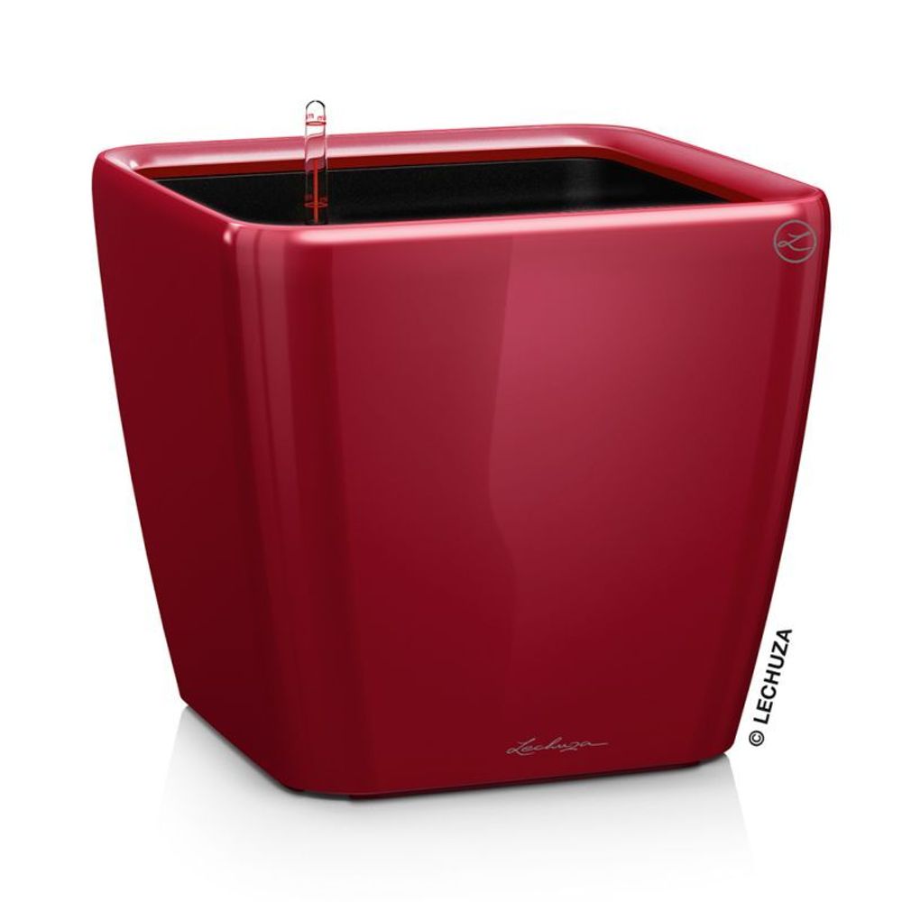 Кашпо Lechuza "Quadro LS Complete scarlet red high gloss" (пластик), 21x21xH20 см