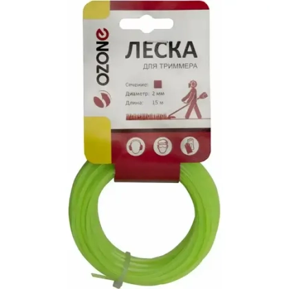 Леска для триммера 15 м, 2 мм OZONE LTR-2.0SQ-15