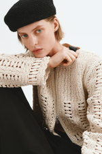 Жакет с эффектом вязания из хлопка и крючком - H&M