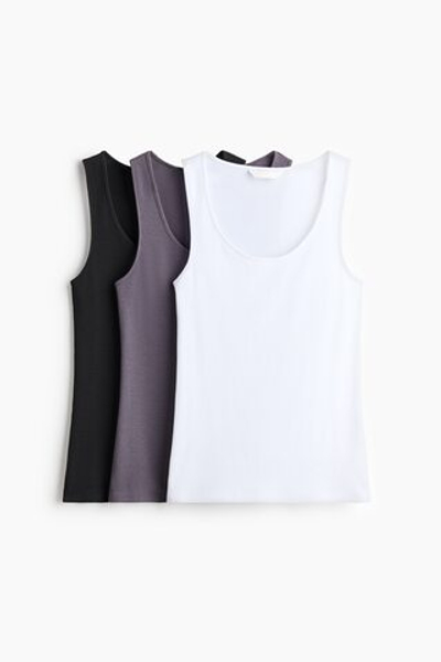 Комплект из 3 топов без рукавов в рубчик - H&M