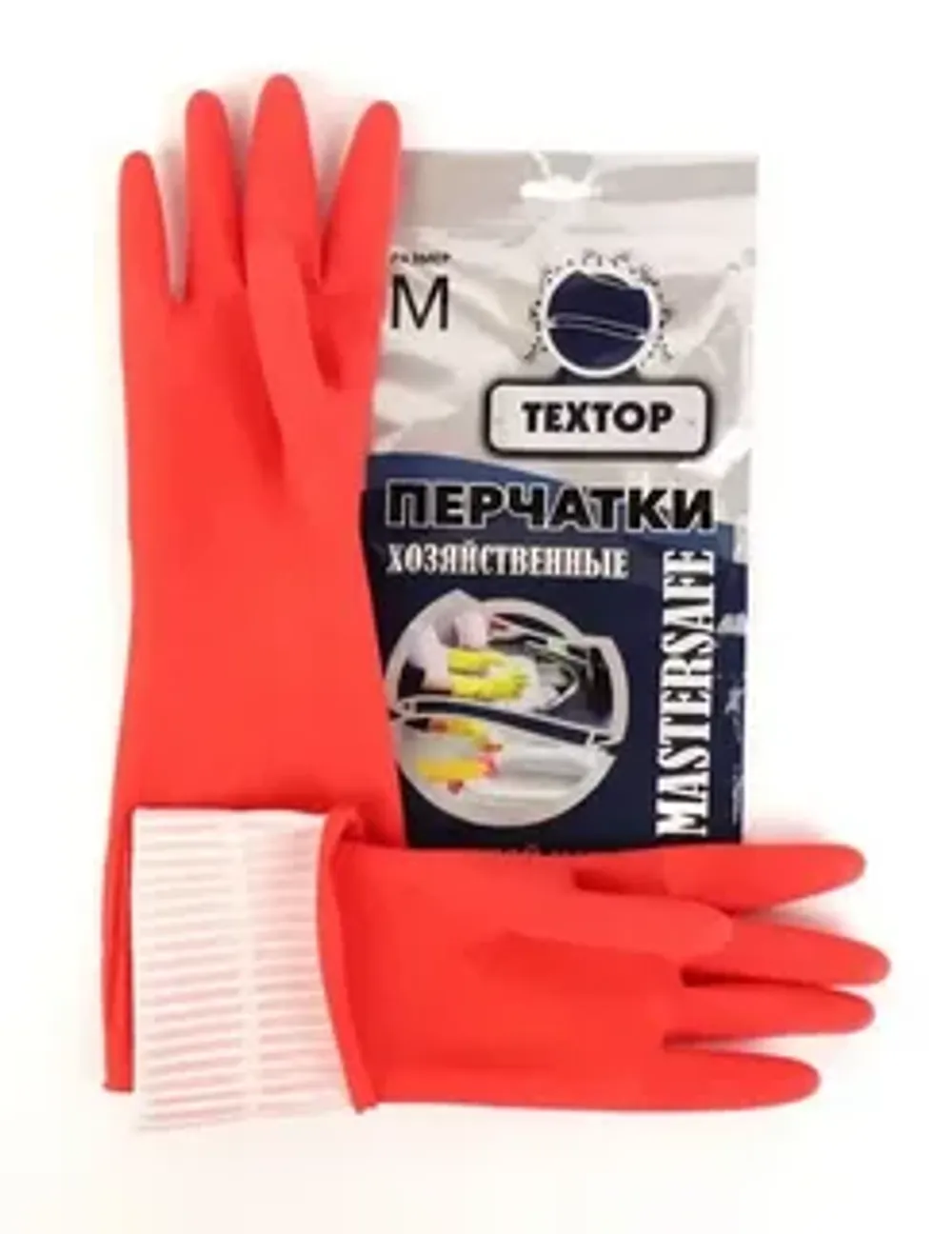 Перчатки хоз. с длинной манжетой (M) 1шт/72шт ТЕХТОР (Т118)