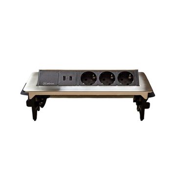 Блок розеток 47 п/автомат (3 EURO + 2 USB-A) Серый металлик