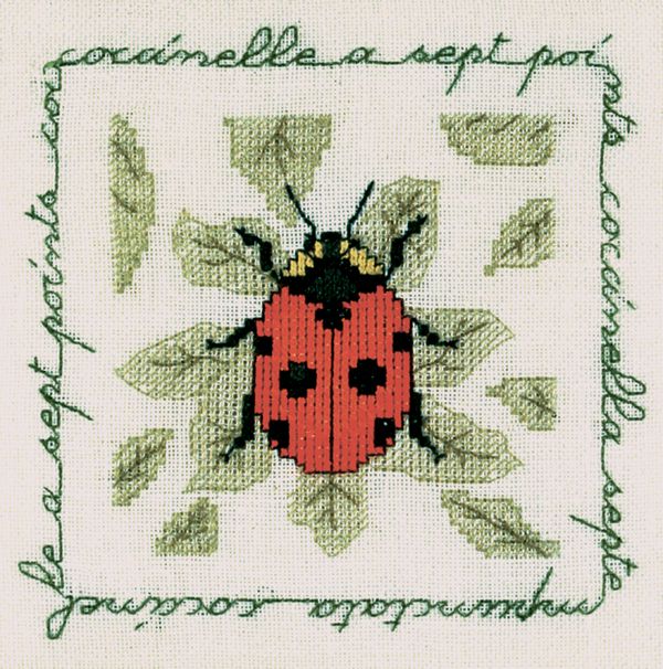 Набор для вышивания нитками Le Bonheur des Dames, Coccinelle A Sept Points (Божья коровка с семью точками), 13х13 см