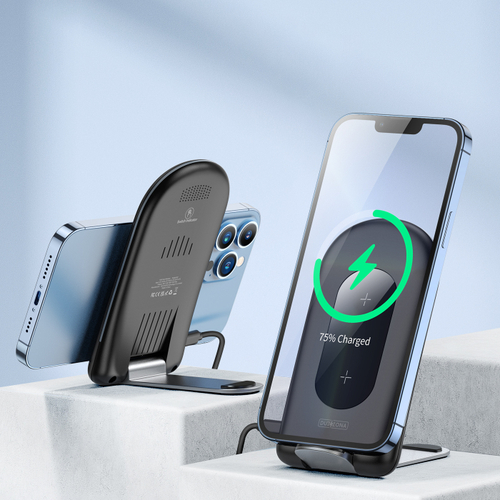 Быстрое беспроводное зарядное устройство 15W со складной подставкой, W2 Wireless Charger Stand, Duzzona