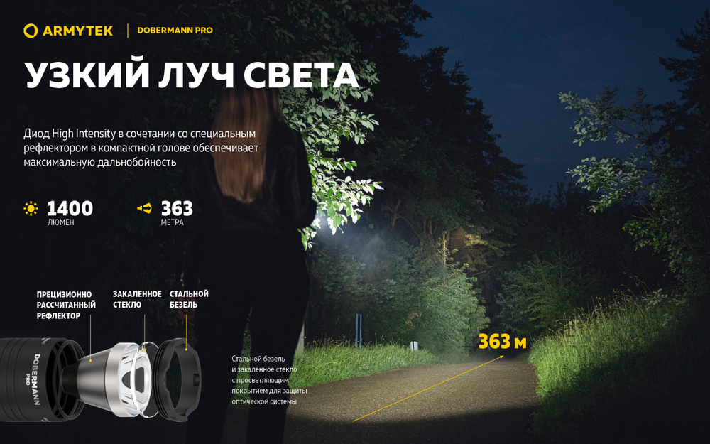 Фонарь Armytek Dobermann Pro Magnet USB (теплый свет)