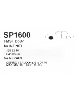 Колодки тормозные NISSAN Maxima (CA33) (00-) передние (4шт.) SANGSIN