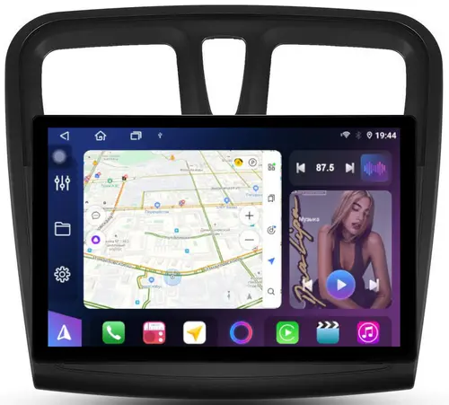 Магнитола для Renault Logan 2, Sandero 2 2014+ (рамка 9) - FarCar S500+TS105 монитор 13" 2K QLED на Android 14, Быстрая, CarPlay, 4G SIM-слот