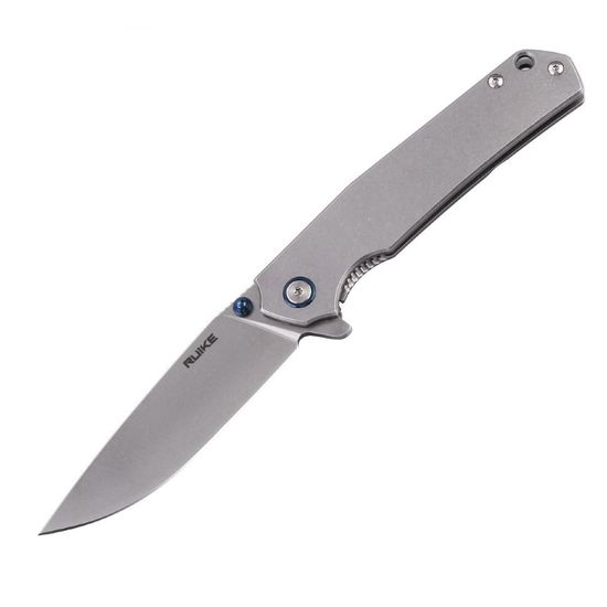 Складной нож Ruike P801 серебряно-синий c клинком из стали Sandvik™ 14C28N, рукоять Stainless Steel