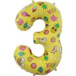 Шар (34"/86 см) Цифра, 3 Веселые картинки, Желтый, в упаковке 1 шт.