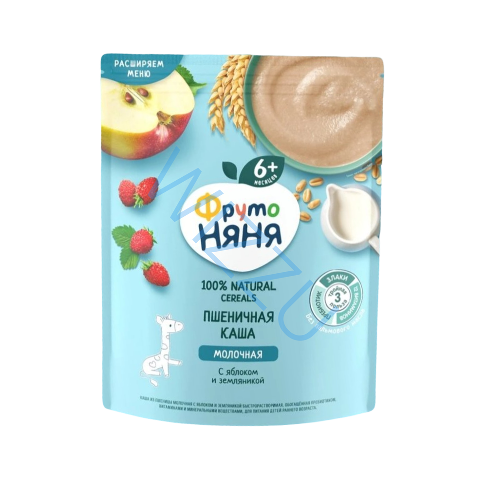 Каша молочная сухая пшеничная Яблоко-Земляника ФрутоНяня, 200 г