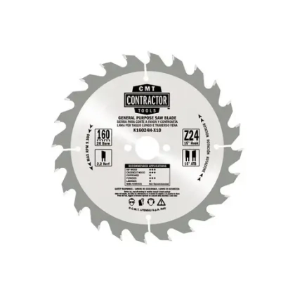 Пильный диск Contractor 160x2.2/1.4x20 Z24 ATB CMT K16024H-X10