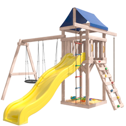 Детская площадка неокрашенная с качелями гнездо 60 см IgroWoods для улицы и дачи