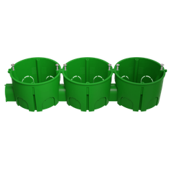 Коробка установочная ЭРА KUTS1-68-45-green зеленая 68х45мм для твердых стен с саморезами, один стыковочный узел IP20 | Коробки монтажные установочные для твердых стен
