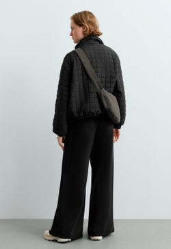 OYSHO Широкие брюки пике из модала, черный