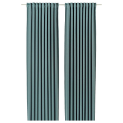 IKEA MAJGULL  (ИКЕА МАЙГУЛЛ)  -  Шторы, 1 пара, на ленте/темно-серый/бирюзовый, 145x300 см