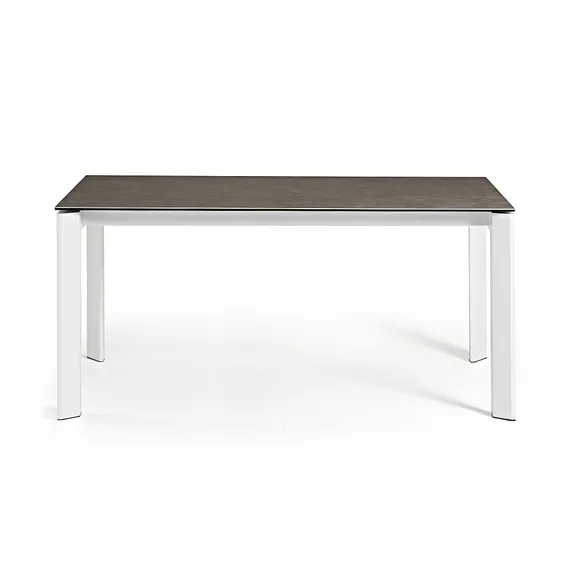 Стол Atta 160 (220)x90 керамика Vulcano Ash, белые ножки