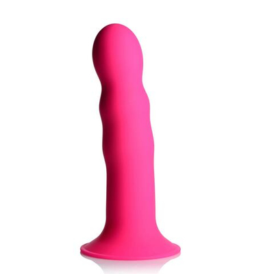 Розовый гибкий фаллоимитатор Squeeze-It Wavy Dildo - 18,3 см. (Цвет: розовый)