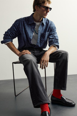 ZARA X AARON LEVIN ДЖИНСЫ STRAIGHT FIT, ЧЕРНЫЙ