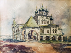 Шпитонов И. В. Храм Казанской иконы Божией Матери в Коломенском. Акварель. 1960-е гг.