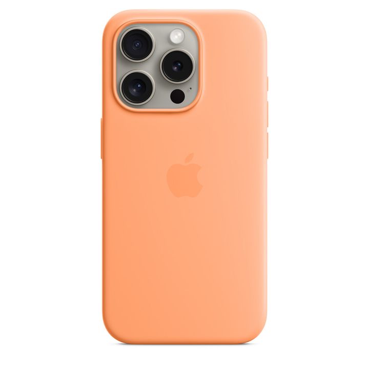 Защитный чехол Apple Silicone Case with MagSafe iPhone 15 Pro Orange Sorbet (Оранжевый)