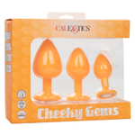 Набор из трёх оранжевых анальных пробок с кристаллом Cheeky Gems (Цвет: оранжевый)