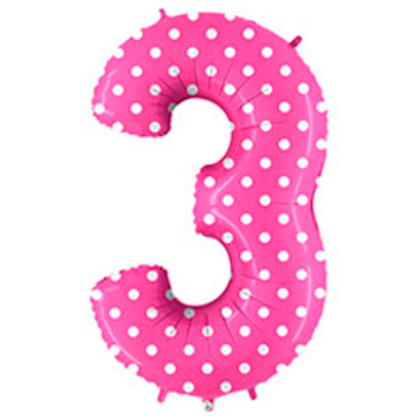 Цифра "3" горошек (розовый)