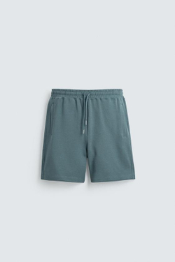 ZARA ШОРТЫ-ДЖОГГЕРЫ RELAXED FIT INTERLOCK, УТИНО-СИНИЙ