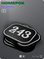 Номерок на дверь квартиры 243, для кабинета, офиса, шильдик 9 х 7 см, черный, Айдентика Технолоджи