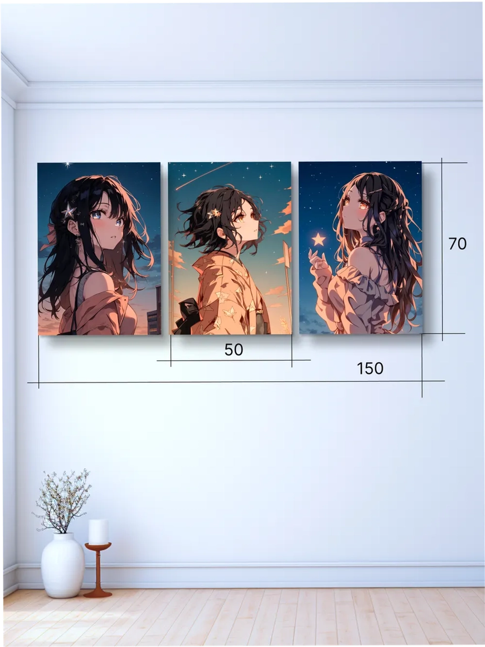 Картина Ночная гармония модульная 50x70см 3шт.