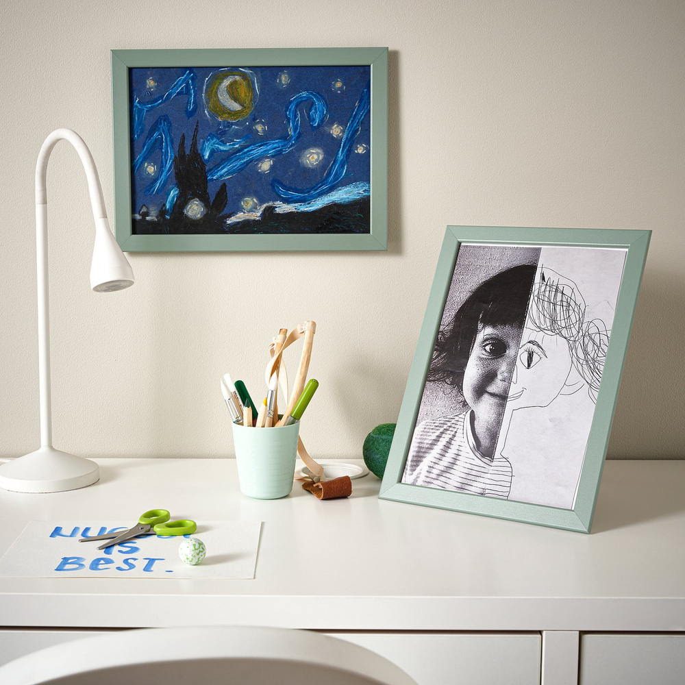 IKEA FISKBO  (ИКЕА ФИСКБО)  -  Рамка - светлый серо-зелёный 21x30 см