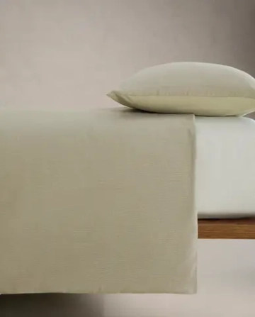 ZARA HOME ПОДОДЕЯЛЬНИК ИЗ ЖАТОГО СИТЦА В ПОЛОСКУ , ЗЕЛЕНЫЙ