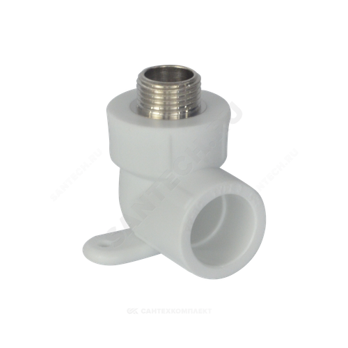 Угольник PP-R комбинированный белый Дн 20х1/2" НР с креплением PRO VALFEX 10121020-PRO