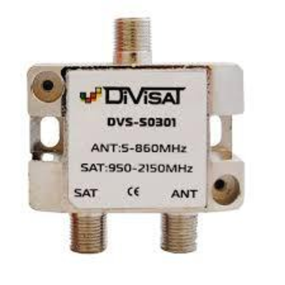 Разветвитель-сумматор SAT+TV 2TV-F 5-2500 MHz с проходом питания DVS 03-01