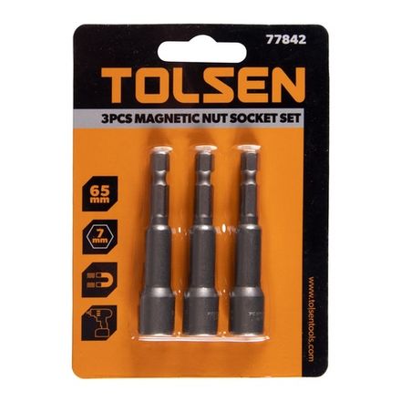Цена на TOLSEN (TT77842) Набор головок для шуруповерта шестигранных 1/4", 7 мм, 65 мм, магнитных, 3 предмета