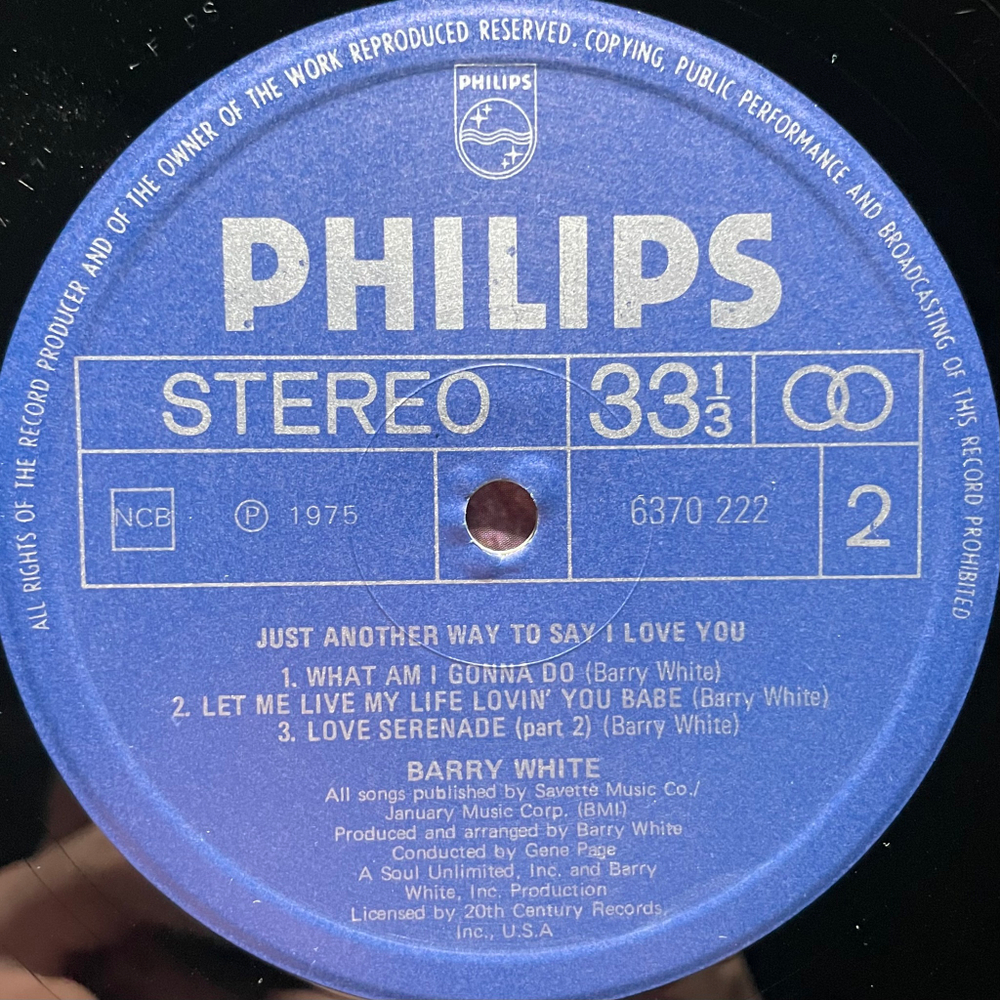 Barry White ‎– Just Another Way To Say I Love You (Скандинавия 1975г.)