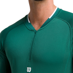 Мужское теннисное поло Wilson Players Seamless Zip Henley 2.0 T-Shirt Men - Green