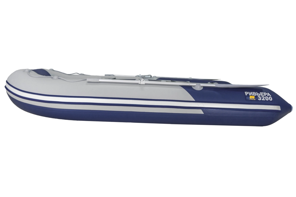 Лодка Ривьера 3200 СК компакт, 3200*1500*420 мм., цвет серый - синий