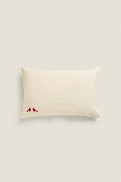 ZARA HOME ЧЕХОЛ ДЛЯ ДЕКОРАТИВНОЙ ПОДУШКИ С ВЫШИВКОЙ «ПТИЦЫ», СВЕТЛО-БЕЖЕВЫЙ