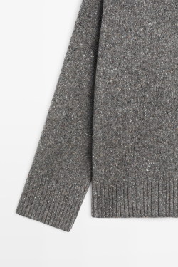 Massimo Dutti Джемпер из смесовой шерсти, высокий воротник, серый